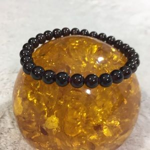 Garnet Bead Bracelet on elastic